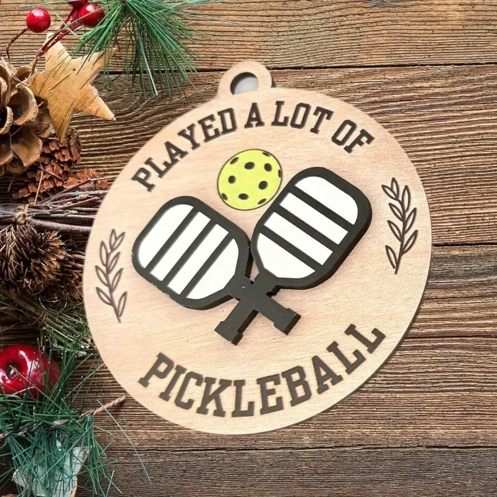 Played a Lot of Pickleball Round Wooden Ornament – Funny Sports Gift New in Box